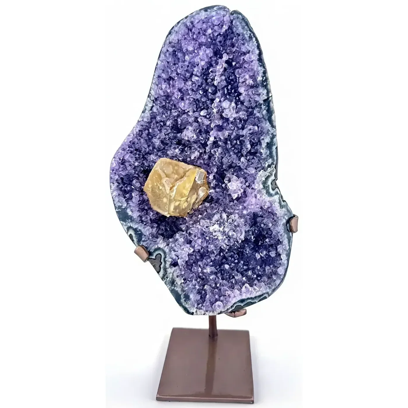 Amethyst mit gelbem Calcit und feiner Achatumrandung aus Uruguay