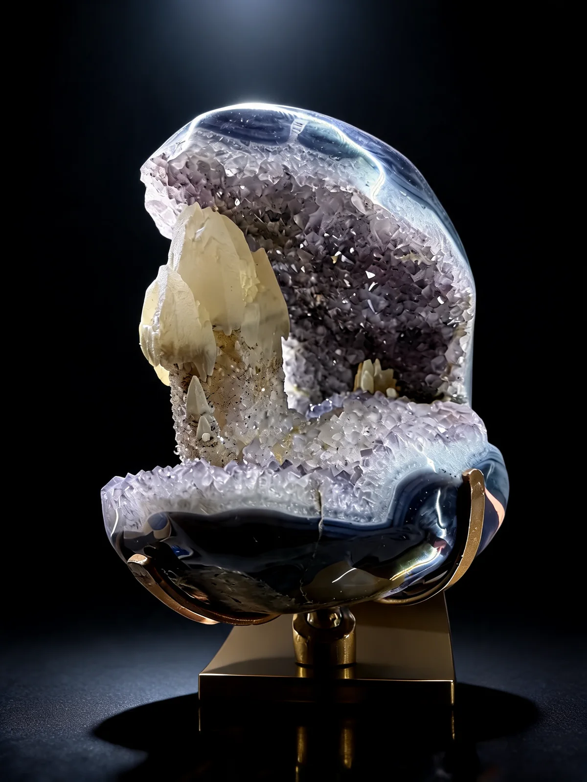 Amethyst mit einem Zepter-Calcit