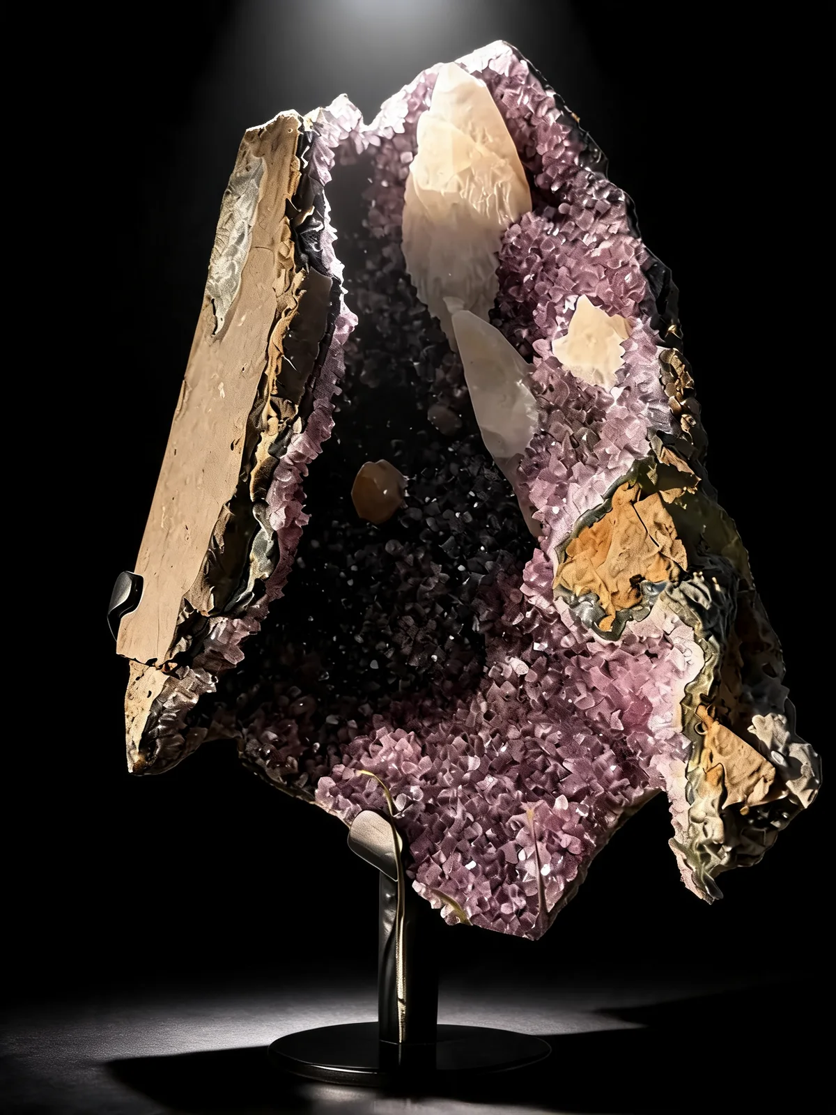 Die Amethystdruse mit zwei Generationen Calciten